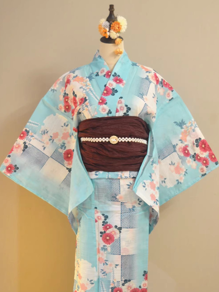 Ethnic Fashion Clothing - Traditional Yukata Kimono Cotton Linen Material