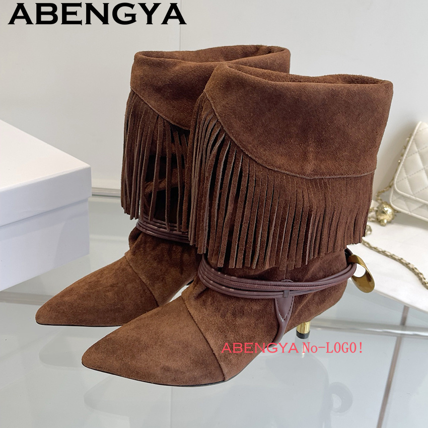 Suede Leather Edge Tassel Desi - огляд і ціна Winter Ethnic Fashion For Women