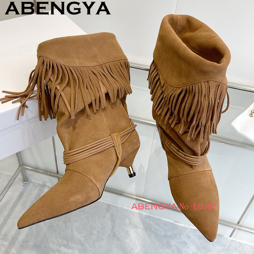 Suede Leather Edge Tassel Desi - огляд і ціна Winter Ethnic Fashion For Women