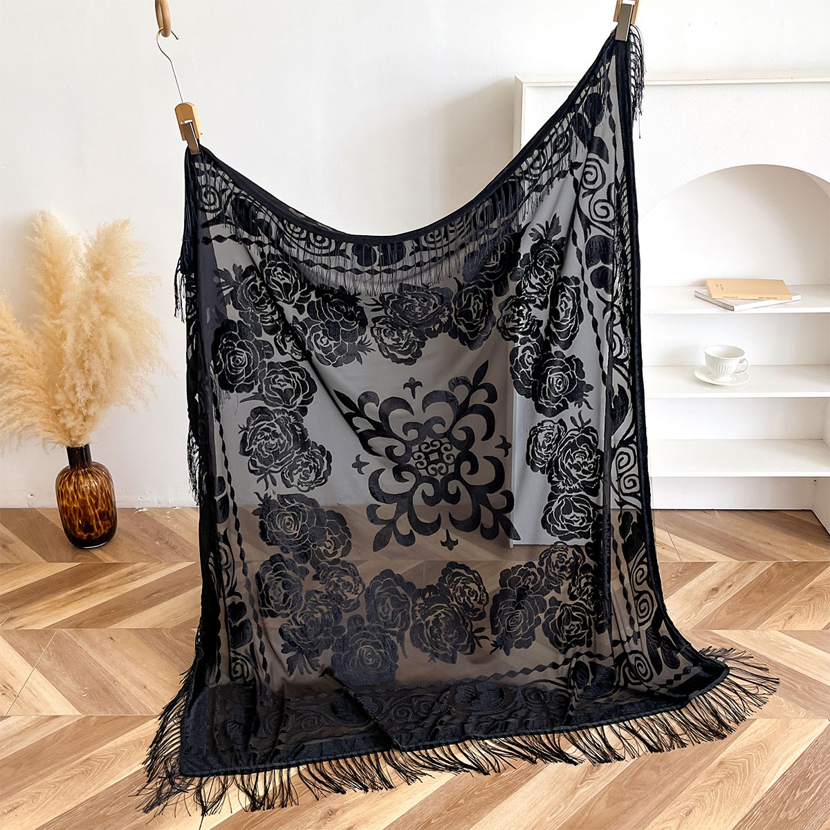 Retro Velvet Tassel Scarf Flor - огляд і ціна Winter Ethnic Fashion For Women